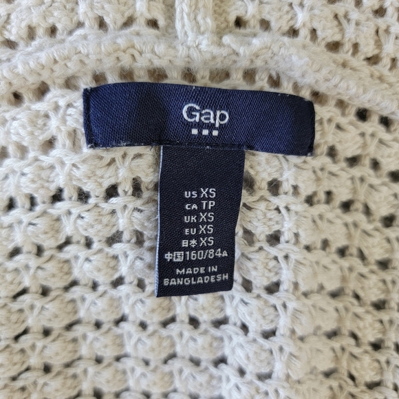 GAP Open Knit Open Hooded Cardigan Sweater Perfect Layering Ivory Size XS - Picture 4 of 7